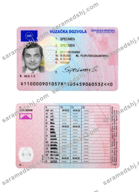 Croatia driving license 2022-prsesent